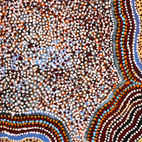 Aboriginal Artwork by Katrina Nampijinpa Brown, Watiya-warnu Jukurrpa (Seed Dreaming), 46x46cm