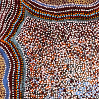 Aboriginal Artwork by Katrina Nampijinpa Brown, Watiya-warnu Jukurrpa (Seed Dreaming), 46x46cm