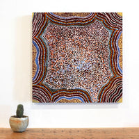 Aboriginal Artwork by Katrina Nampijinpa Brown, Watiya-warnu Jukurrpa (Seed Dreaming), 46x46cm