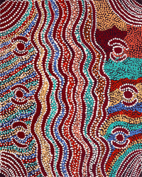 Aboriginal Artwork by Katrina Nampijinpa Brown, Watiya-warnu Jukurrpa (Seed Dreaming), 50x40cm