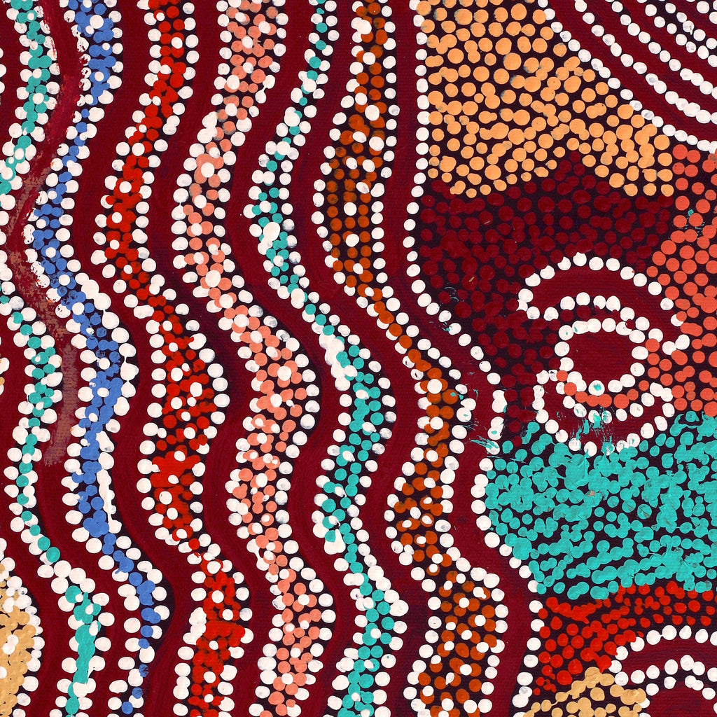 Aboriginal Artwork by Katrina Nampijinpa Brown, Watiya-warnu Jukurrpa (Seed Dreaming), 50x40cm