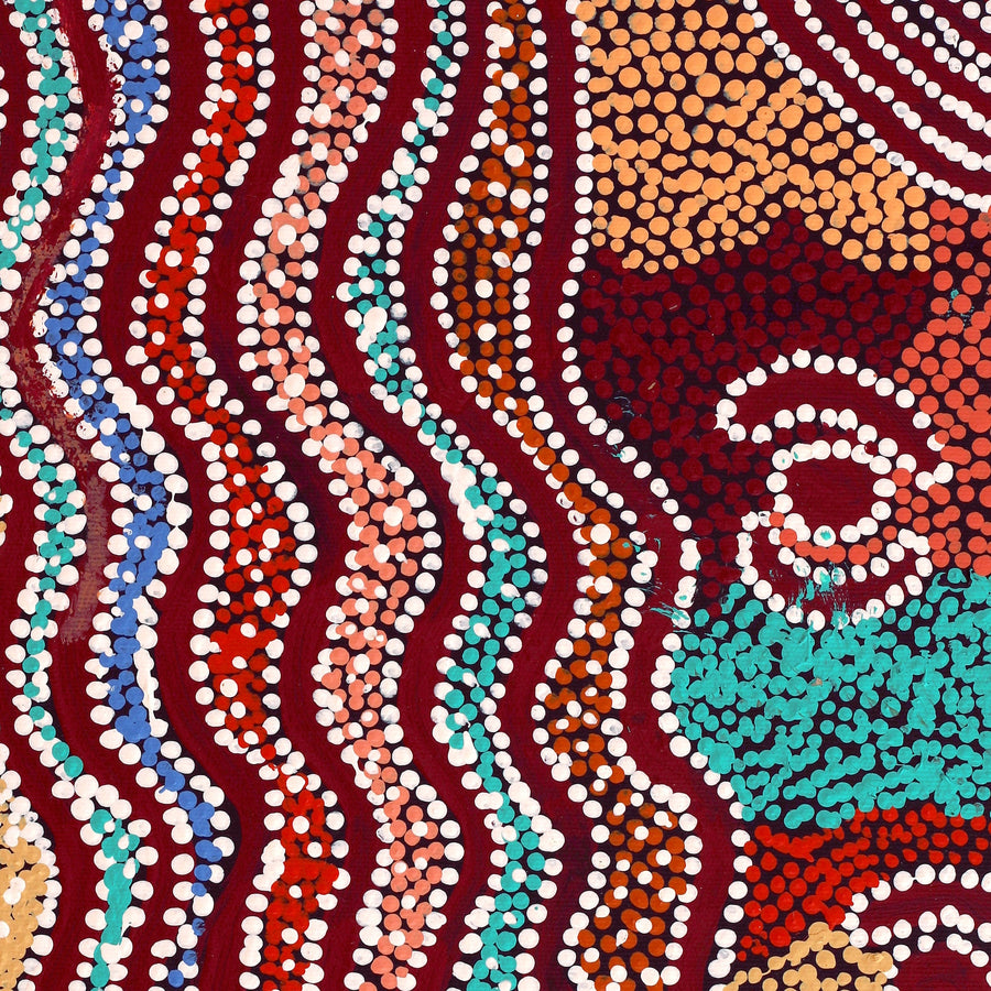Aboriginal Artwork by Katrina Nampijinpa Brown, Watiya-warnu Jukurrpa (Seed Dreaming), 50x40cm