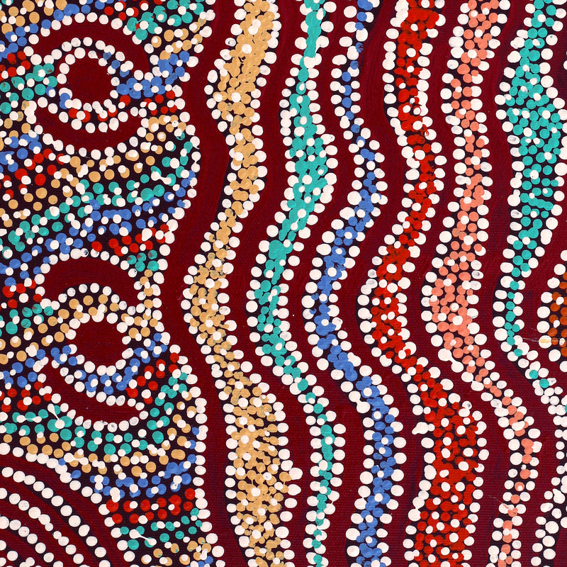 Aboriginal Artwork by Katrina Nampijinpa Brown, Watiya-warnu Jukurrpa (Seed Dreaming), 50x40cm