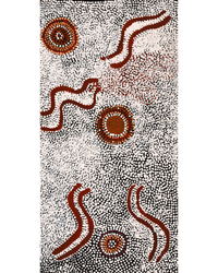 Aboriginal Artwork by Katrina Nampijinpa Brown, Watiya-warnu Jukurrpa (Seed Dreaming), 61x30cm
