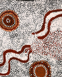 Aboriginal Artwork by Katrina Nampijinpa Brown, Watiya-warnu Jukurrpa (Seed Dreaming), 61x30cm