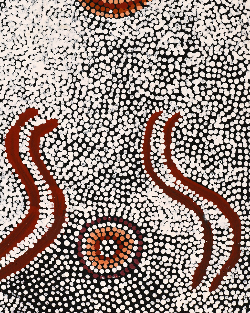 Aboriginal Artwork by Katrina Nampijinpa Brown, Watiya-warnu Jukurrpa (Seed Dreaming), 61x30cm