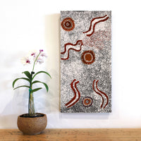 Aboriginal Artwork by Katrina Nampijinpa Brown, Watiya-warnu Jukurrpa (Seed Dreaming), 61x30cm