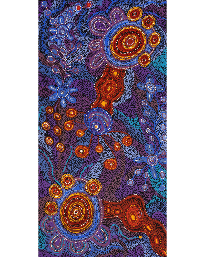 Aboriginal Artwork by Katrina Tjitayi, Kaliny-Kalinypa, 120x60cm