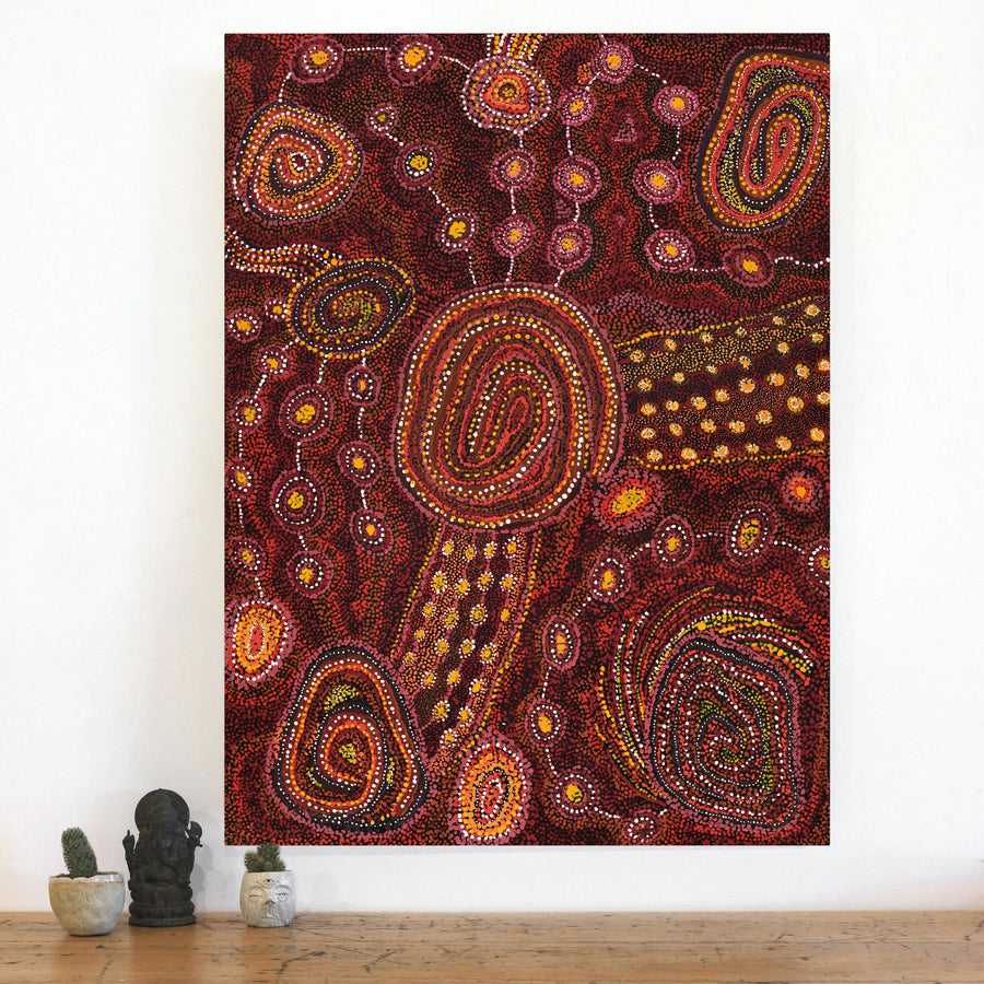 Aboriginal Artwork by Katrina Tjitayi, Kaliny-Kalinypa, 102x76cm