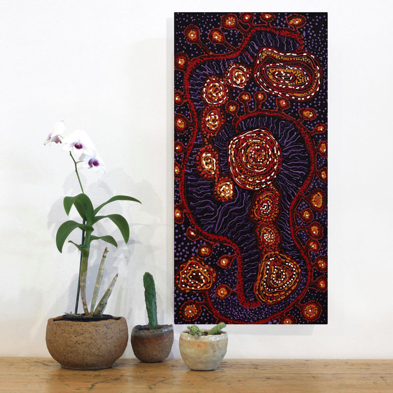 Aboriginal Artwork by Katrina Tjitayi, Kaliny-Kalinypa, 60x30cm