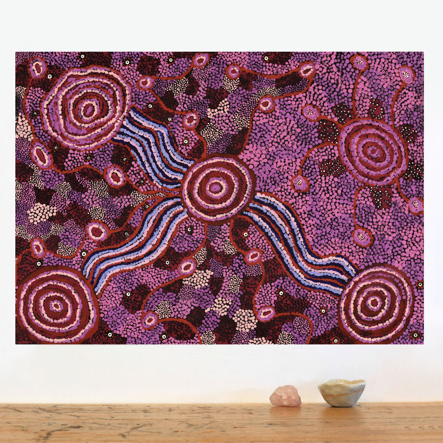 Aboriginal Artwork by Katrina Tjitayi, Kaliny-Kalinypa, 61x43cm