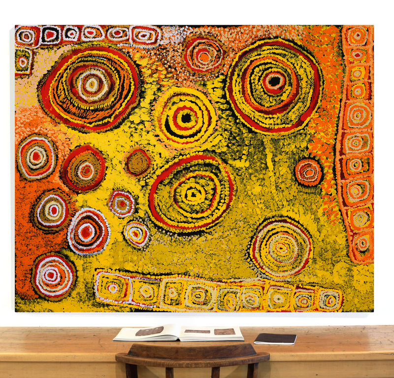 Aboriginal Artwork by Kay Finn, Waterholes, 152x122cm