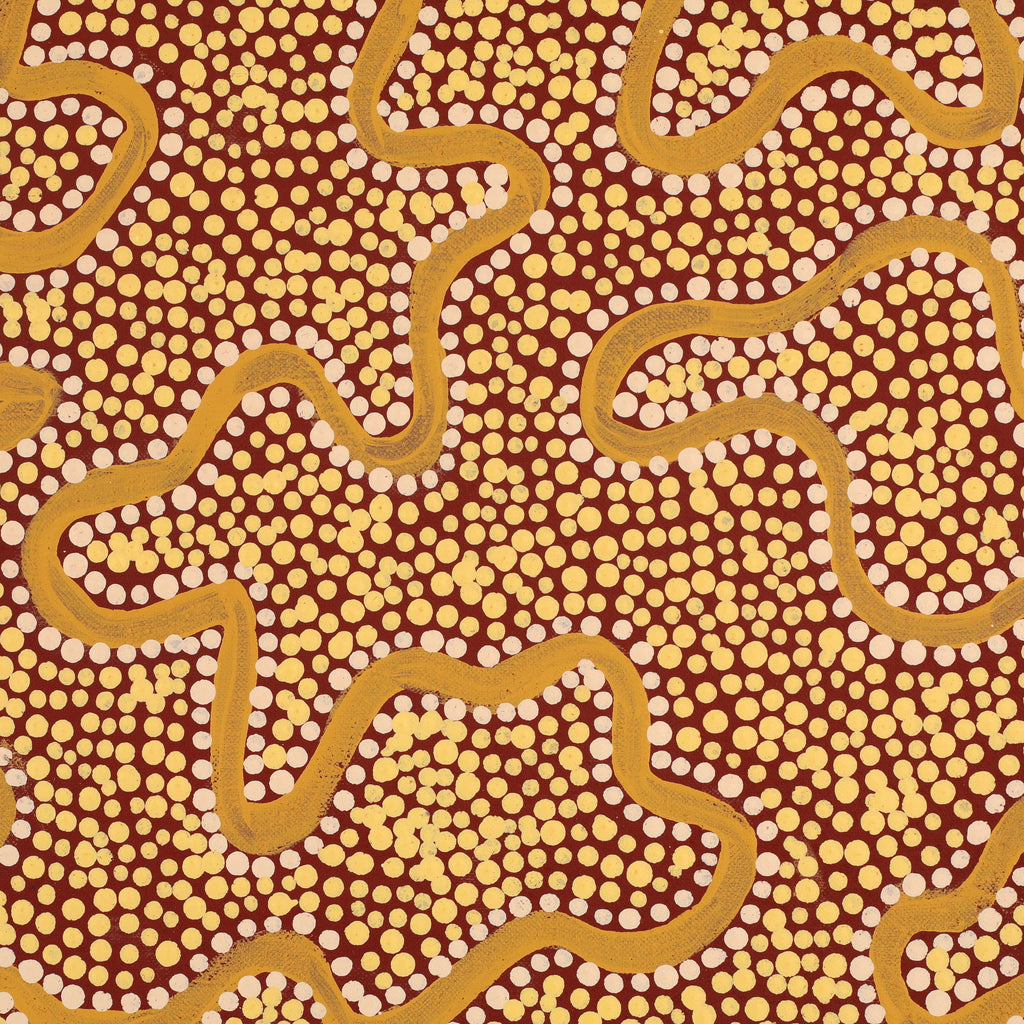 Aboriginal Artwork by Kelly-Anne Nungarrayi Gibson, Ngapa Jukurrpa (Water Dreaming) - Puyurru, 107x30cm