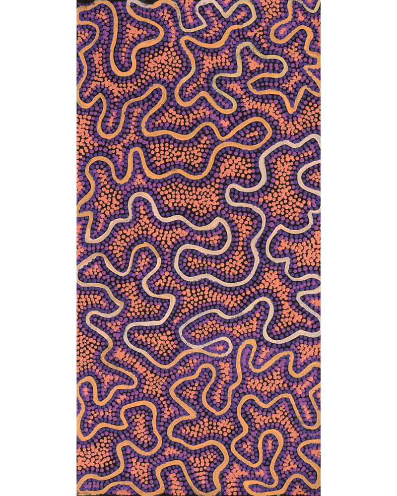 Aboriginal Artwork by Kelly-Anne Nungarrayi Gibson, Ngapa Jukurrpa (Water Dreaming) - Puyurru, 61x30cm