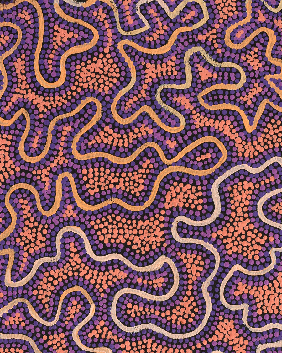 Aboriginal Artwork by Kelly-Anne Nungarrayi Gibson, Ngapa Jukurrpa (Water Dreaming) - Puyurru, 61x30cm