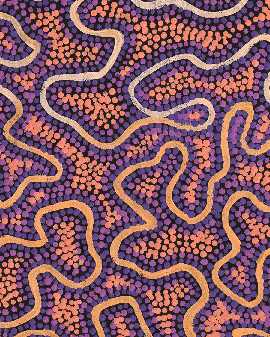 Aboriginal Artwork by Kelly-Anne Nungarrayi Gibson, Ngapa Jukurrpa (Water Dreaming) - Puyurru, 61x30cm