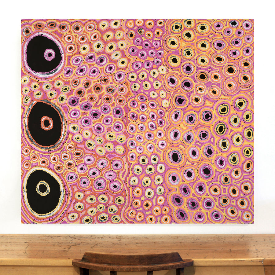 Aboriginal Artwork by Kelly Napangardi Michaels, Mina Mina Dreaming, 122x107cm