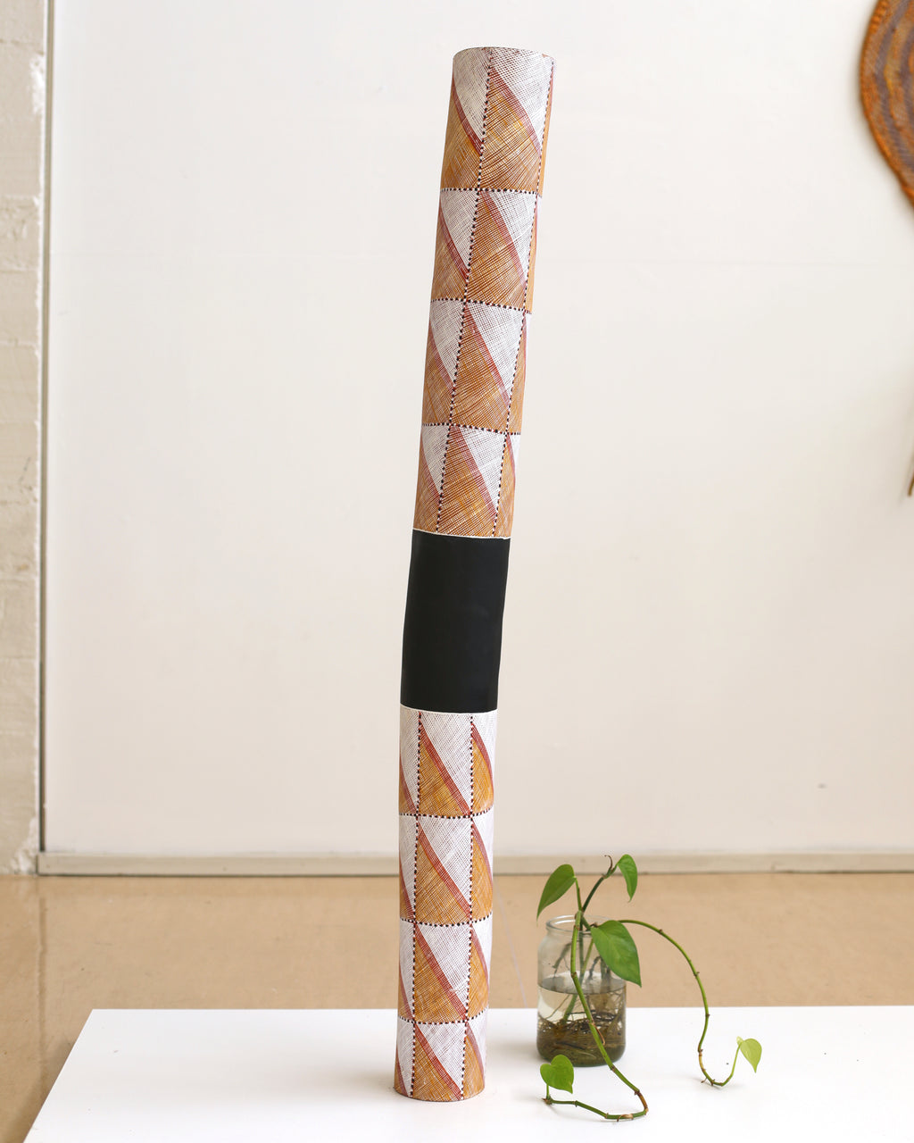 Aboriginal Artwork by Kenan Namunjdja, Lorrkon (Hollow Log), Kunkurra, 133x14cm