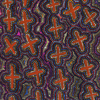 Aboriginal Artwork by Kershini Napaljarri Collins, Ngatijirri Jukurrpa (Budgerigar Dreaming), 107x46cm