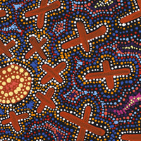 Aboriginal Artwork by Kershini Napaljarri Collins, Ngatijirri Jukurrpa (Budgerigar Dreaming), 107x46cm