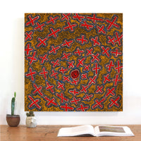 Aboriginal Artwork by Kershini Napaljarri Collins, Ngatijirri Jukurrpa (Budgerigar Dreaming), 61x61cm