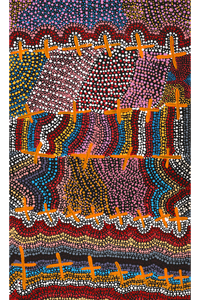 Aboriginal Artwork by Kershini Napaljarri Collins, Ngatijirri Jukurrpa (Budgerigar Dreaming), 76x46cm