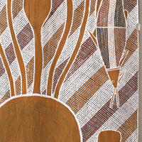Aboriginal Artwork by Kirby Brown, Birlmu or Namarnkorl (Barramundi),92x36cm Bark