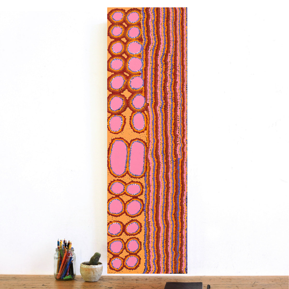 Aboriginal Art by Kieran Japangardi Michaels, Lappi Lappi Jukurrpa, 107x30cm - ART ARK®