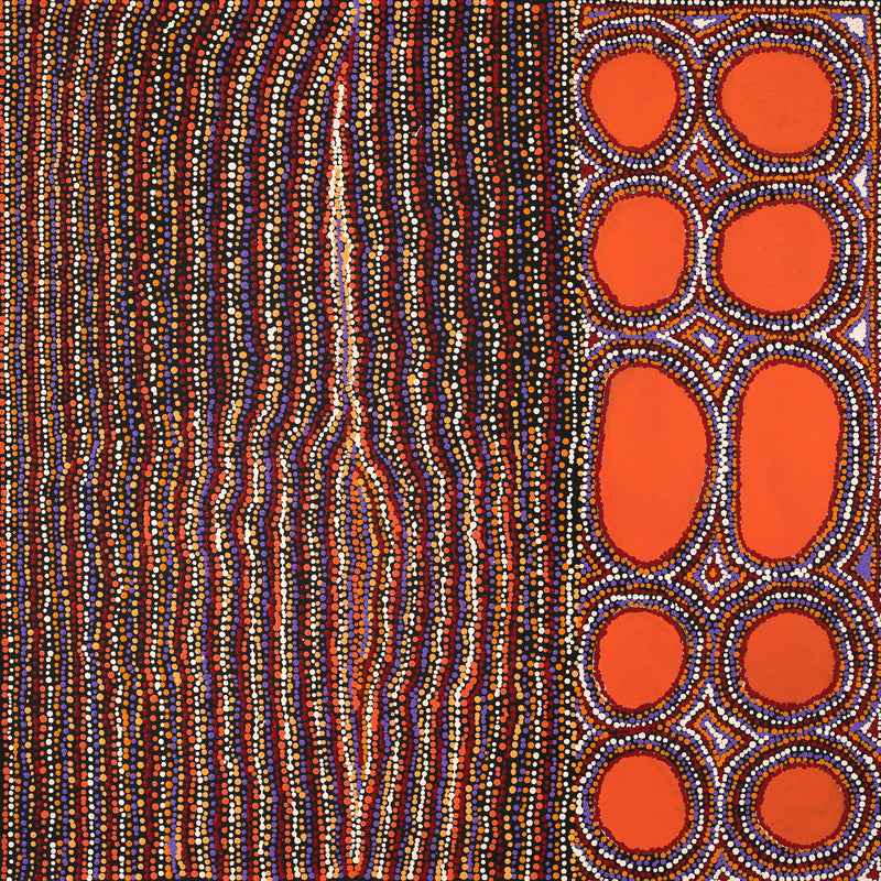 Aboriginal Artwork by Kieran Japangardi Michaels, Lappi Lappi Jukurrpa, 91x91cm