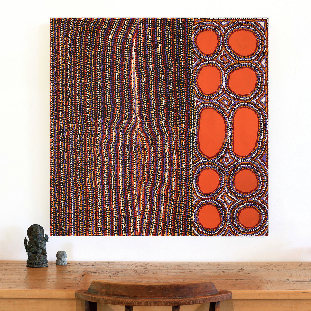 Aboriginal Art by Kieran Japangardi Michaels, Lappi Lappi Jukurrpa, 91x91cm - ART ARK®