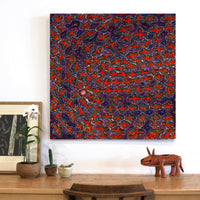 Aboriginal Artwork by Kershini Napaljarri Collins, Ngatijirri Jukurrpa (Budgerigar Dreaming), 91x91cm