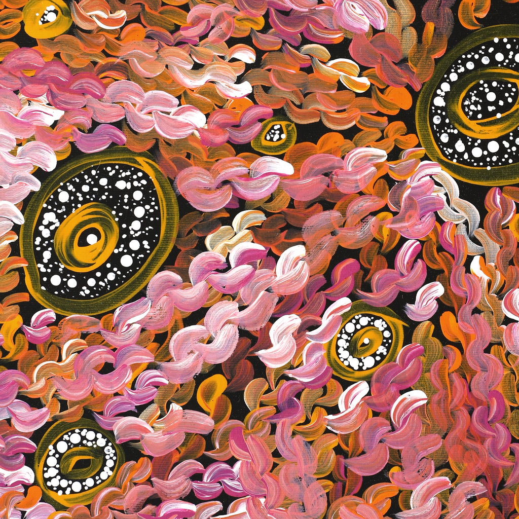 Aboriginal Art by Kirsten Napaljarri Spencer, Wardapi Jukurrpa (Goanna Dreaming) - Yarripilangu , 50x40cm - ART ARK®
