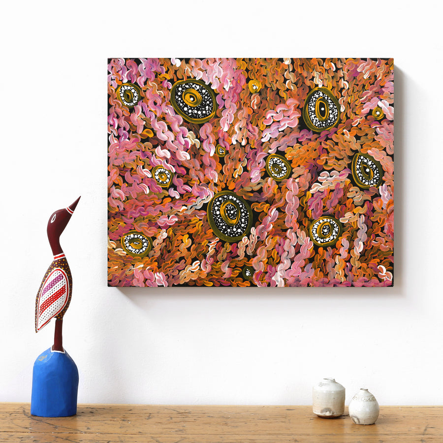 Aboriginal Artwork by Kirsten Napaljarri Spencer, Wardapi Jukurrpa (Goanna Dreaming) - Yarripilangu , 50x40cm