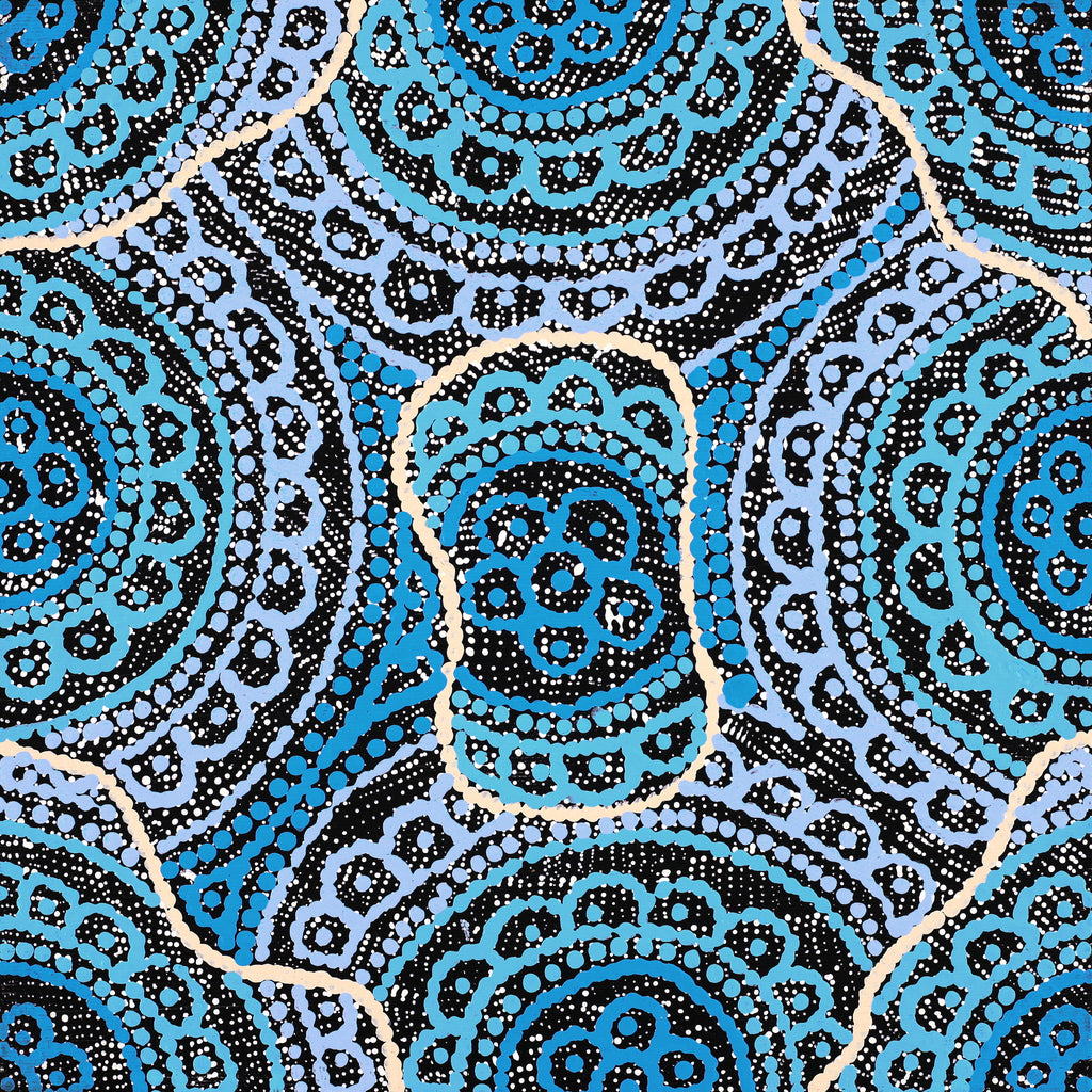 Aboriginal Artwork by Kirsty-Anne Napanangka Martin, Ngalyipi Jukurrpa (Snakevine Dreaming) - Mina Mina, 30x30cm