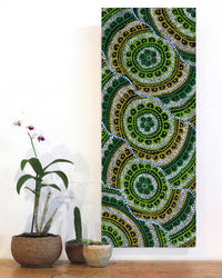 Aboriginal Artwork by Kirsty-Anne Napanangka Martin, Ngalyipi Jukurrpa (Snakevine Dreaming) - Mina Mina, 76x30cm