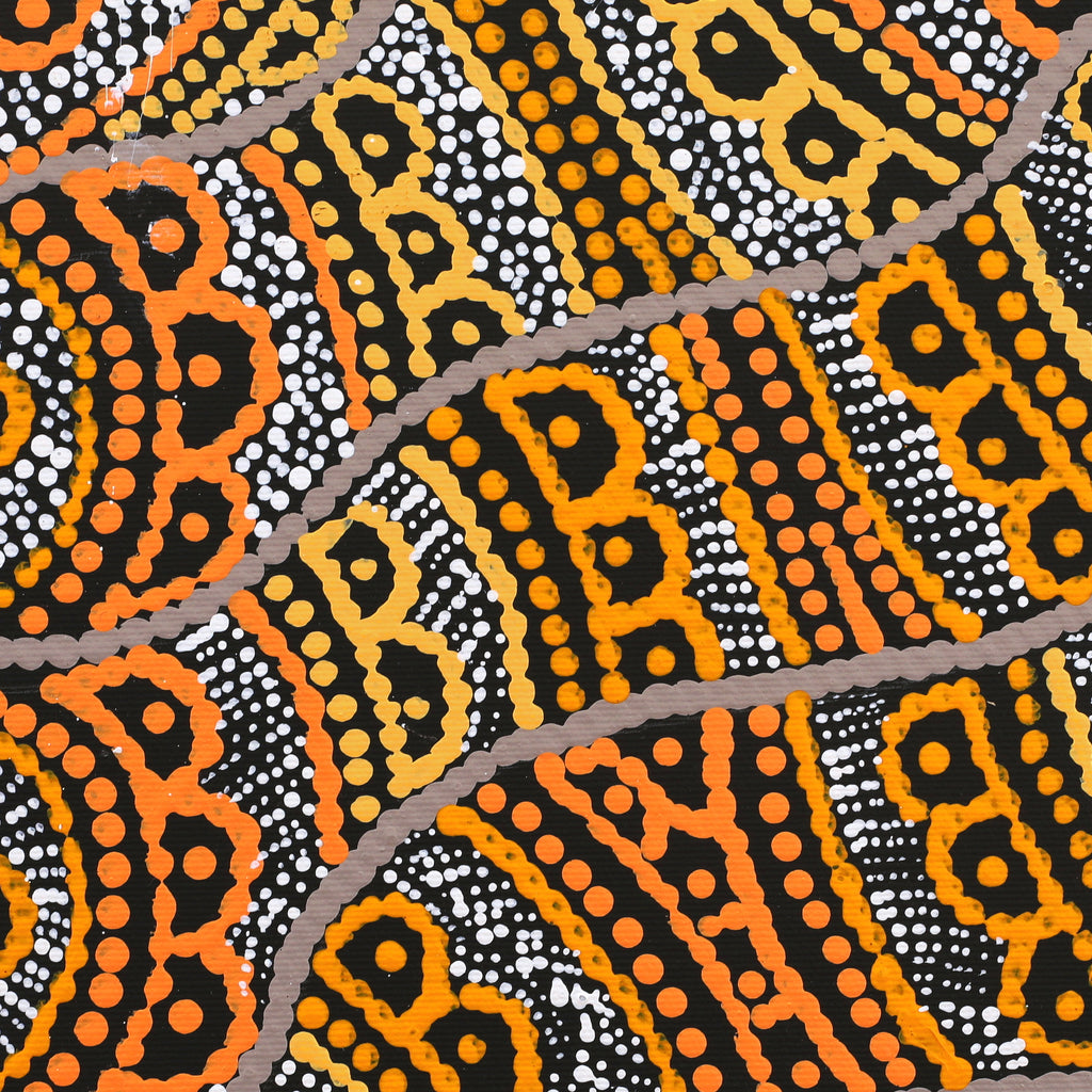 Aboriginal Artwork by Kirsty-Anne Napanangka Martin, Ngalyipi Jukurrpa (Snakevine Dreaming) - Mina Mina, 30x30cm