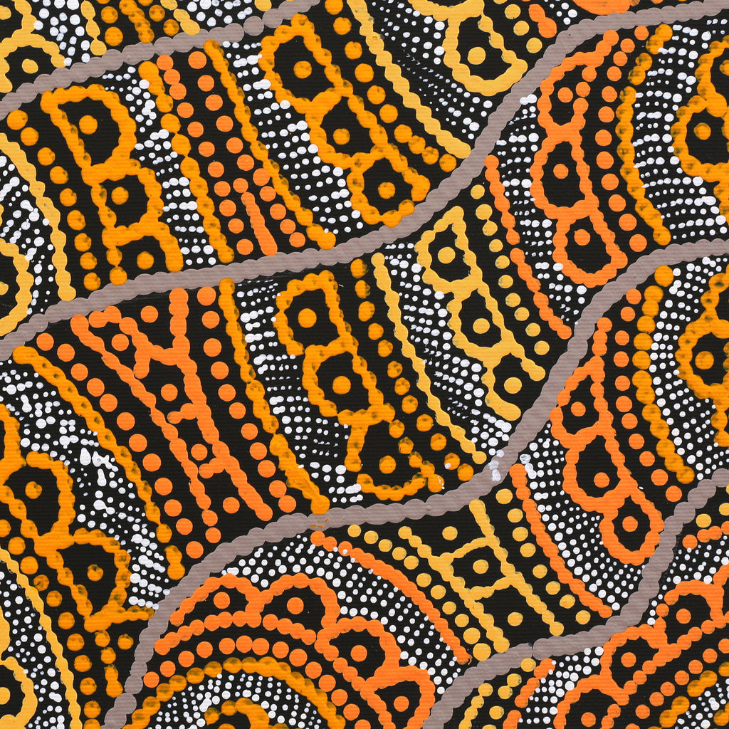 Aboriginal Artwork by Kirsty-Anne Napanangka Martin, Ngalyipi Jukurrpa (Snakevine Dreaming) - Mina Mina, 30x30cm