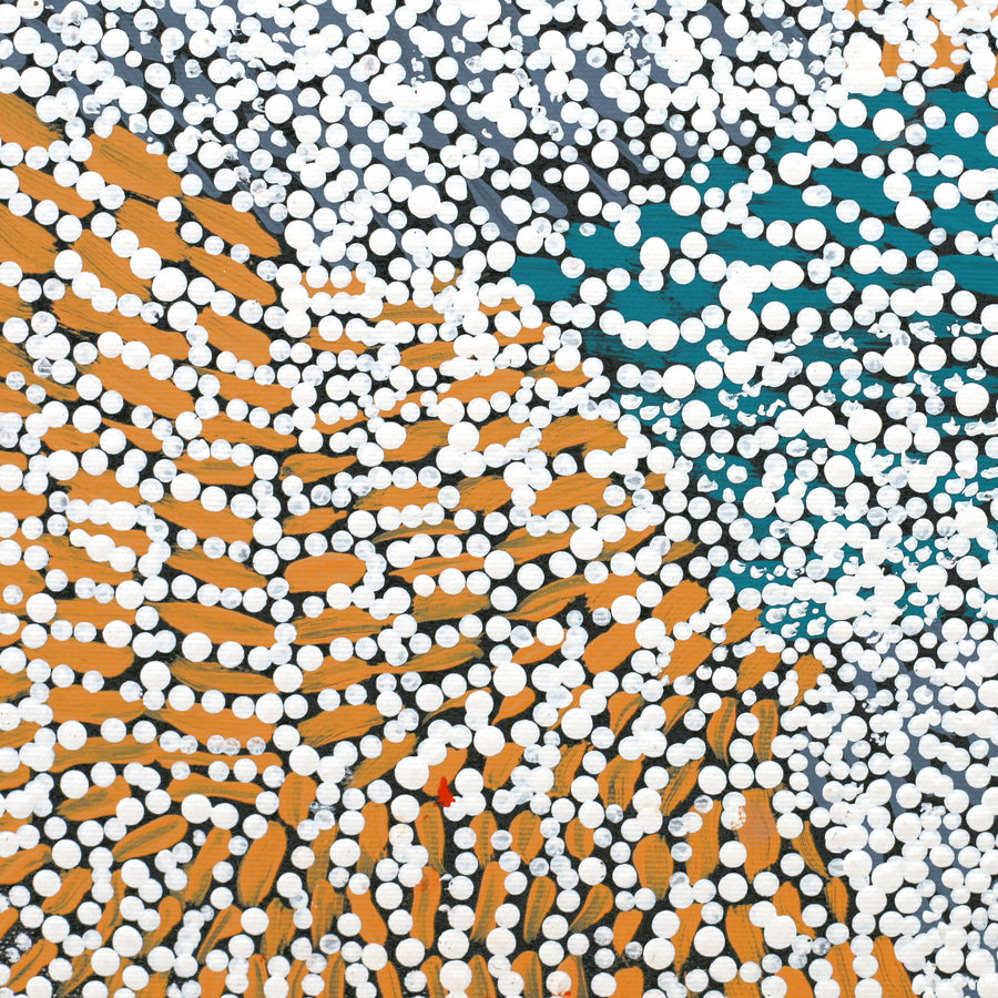 Aboriginal Artwork by Kitty Napaljarri Brown, Mina Mina Jukurrpa (Mina Mina Dreaming) - Janyinki, 30x30cm