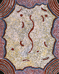 Aboriginal Artwork by Katrina Nampijinpa Brown, Watiya-warnu Jukurrpa (Seed Dreaming), 50x40cm