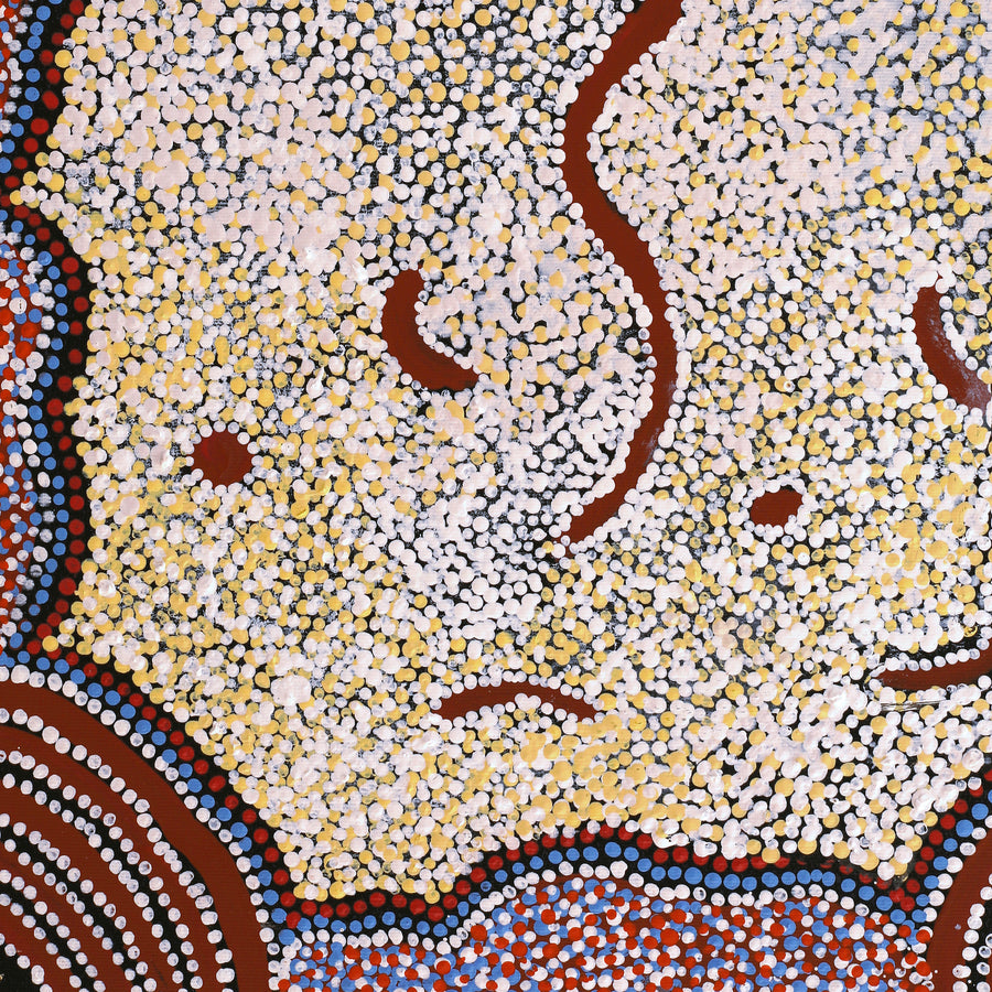 Aboriginal Artwork by Katrina Nampijinpa Brown, Watiya-warnu Jukurrpa (Seed Dreaming), 50x40cm
