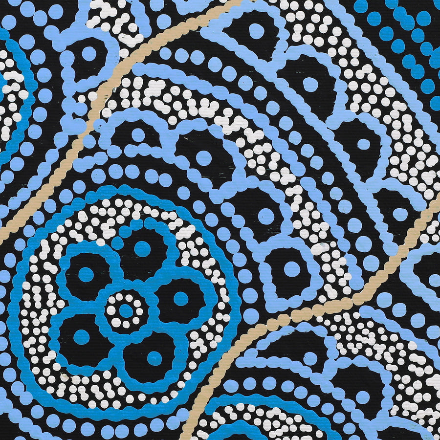 Aboriginal Artwork by Kirsty-Anne Napanangka Martin, Ngalyipi Jukurrpa (Snakevine Dreaming) - Mina Mina, 30x30cm