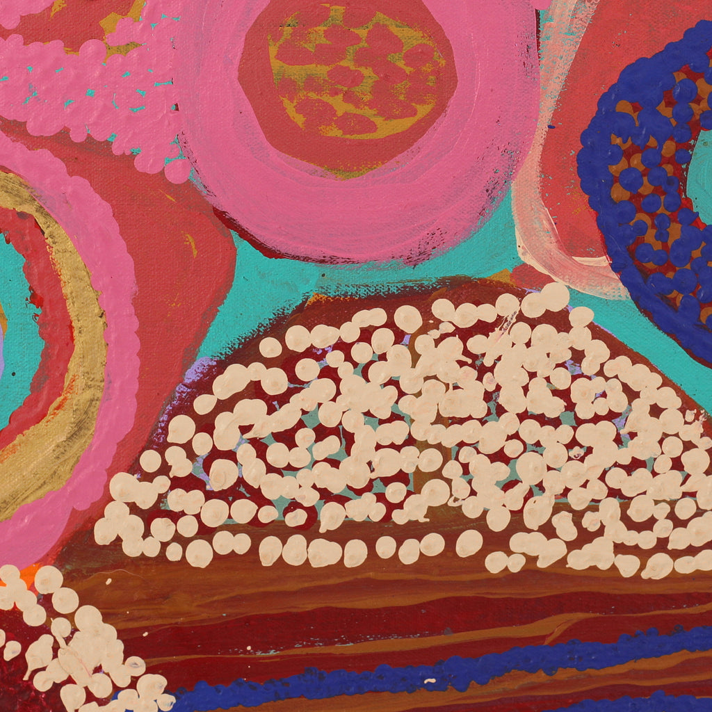 Aboriginal Artwork by Kumpaya Girgirba, Kunawarritji (Canning Stock Route Well 33), 91x91cm