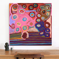 Aboriginal Artwork by Kumpaya Girgirba, Kunawarritji (Canning Stock Route Well 33), 91x91cm