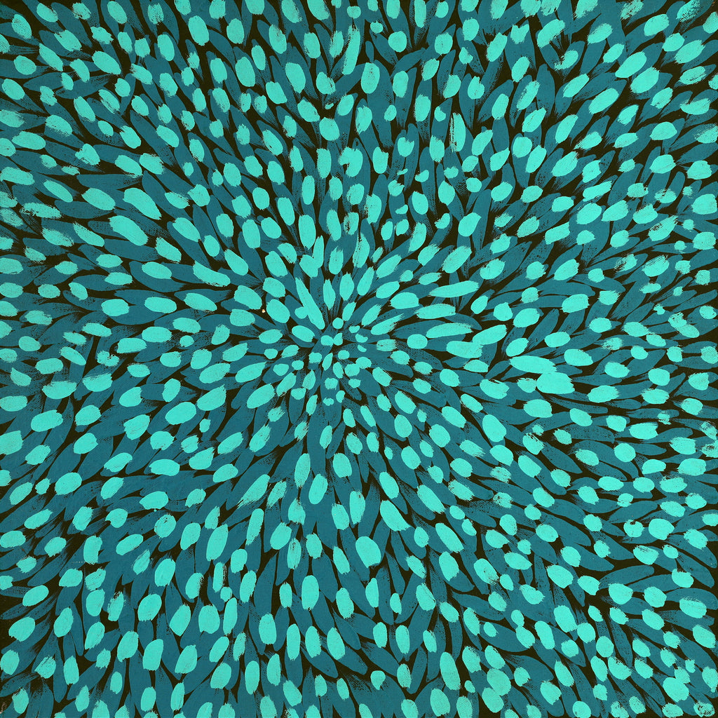 Aboriginal Artwork by Leanne Nungarrayi Jurrah, Yankirri Jukurrpa (Emu Dreaming) - Ngarlikurlangu, 46x46cm