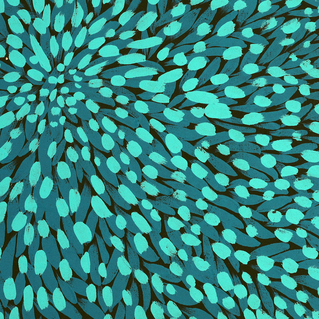 Aboriginal Artwork by Leanne Nungarrayi Jurrah, Yankirri Jukurrpa (Emu Dreaming) - Ngarlikurlangu, 46x46cm