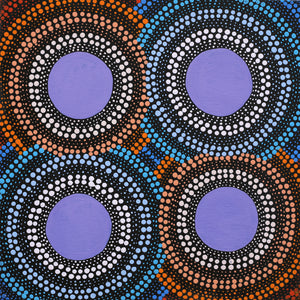 Aboriginal Art by Leavannia Nampijinpa Watson, Ngapa Jukurrpa (Water Dreaming) - Puyurru, 30x30cm - ART ARK®