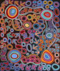 Aboriginal Artwork by Lee Nangala Gallagher, Yankirri Jukurrpa (Emu Dreaming) - Ngarlikurlangu, 107x91cm