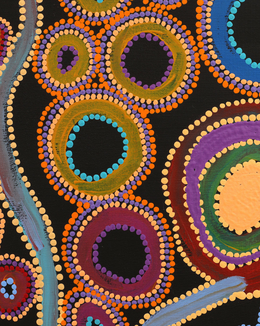 Aboriginal Artwork by Lee Nangala Gallagher, Yankirri Jukurrpa (Emu Dreaming) - Ngarlikurlangu, 107x91cm