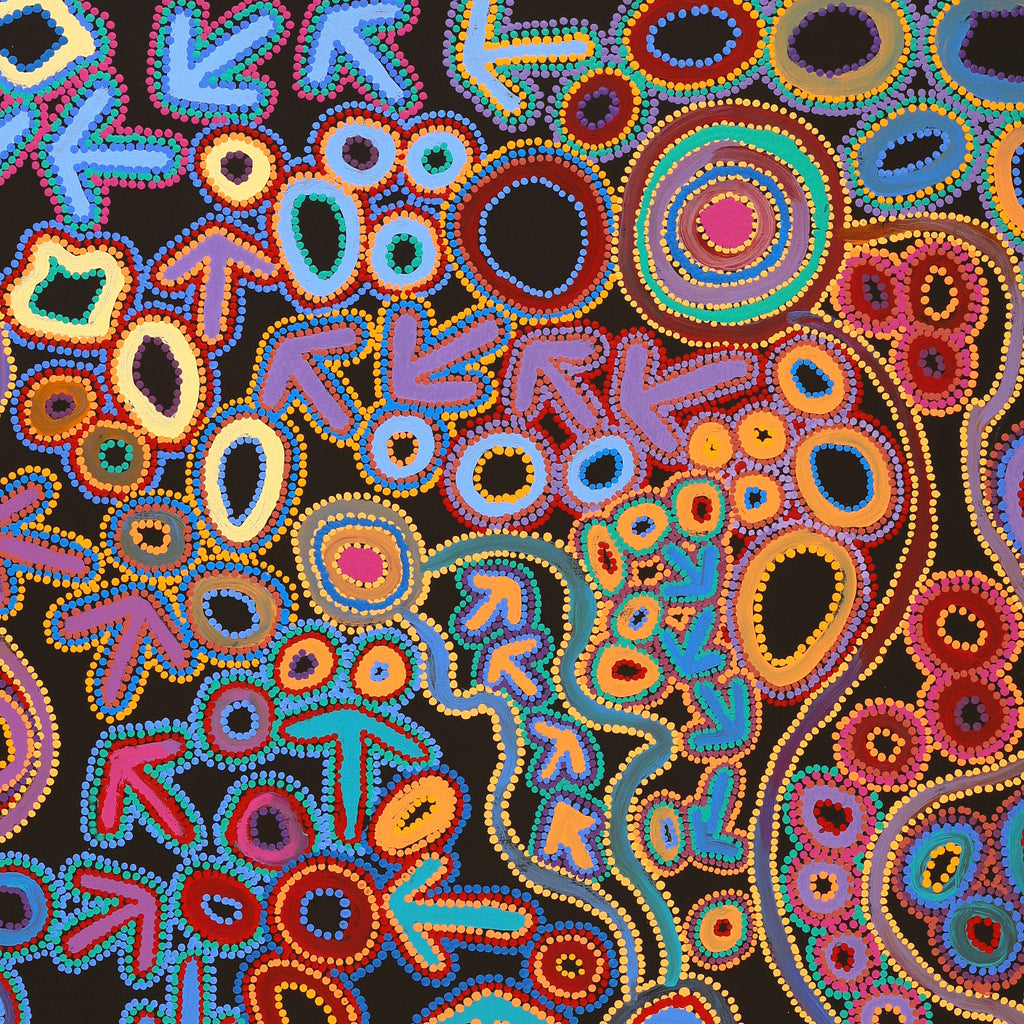 Aboriginal Artwork by Lee Nangala Gallagher, Yankirri Jukurrpa (Emu Dreaming) - Ngarlikurlangu, 122x107cm