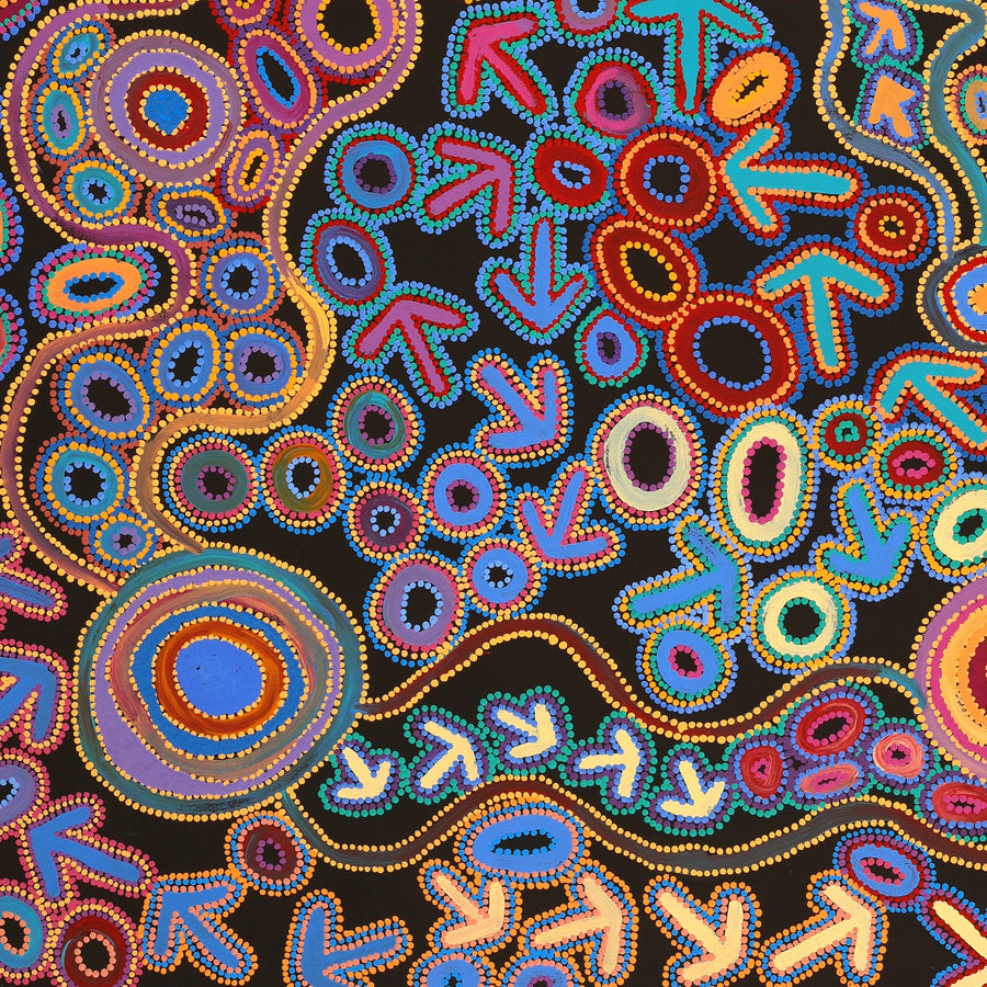 Aboriginal Artwork by Lee Nangala Gallagher, Yankirri Jukurrpa (Emu Dreaming) - Ngarlikurlangu, 122x107cm